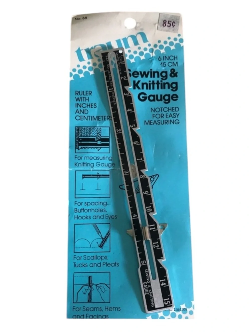 Vintage Sewing and Knitting Gauge on Original Card